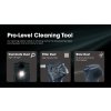 Profesionálny čistiaci nástroj - trojkrokový proces zobrazujúci osvetlenie prachu vysokým CRI svetlom, filtrovanie prachu vysokohustotným filtrom a vyfukovanie prachu rýchlosťou 85 km/h