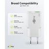 Biela Goobay USB-C PD GaN nabíjačka s kontrolným zoznamom univerzálnej kompatibility zobrazujúcim podporu pre Apple, Samsung, Google a Xiaomi zariadenia SvetelnaPosta.sk