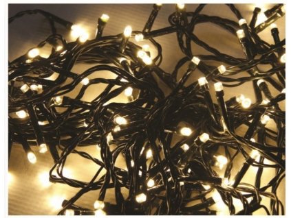 LED řetěz 120 LED/12m teplá bílá + ovladač 8 programů 24V