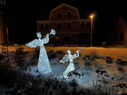 Světelný 3D Anděl studená bílá 122 cm