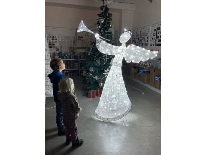 Světelný 3D Anděl studená bílá 200 cm