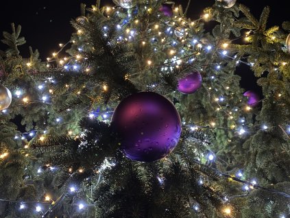 Vánoční venkovní koule - baňka fialová matná 20cm