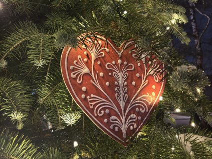 2D perníček na vánoční strom 50 cm - SRDCE