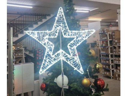 hvězda na špičku stromu studená bílá 100x100cm s výpletem