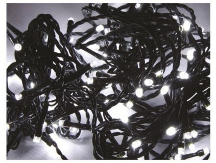 LED řetěz 120 LED/12m studená bílá + ovladač 8 programů 24V