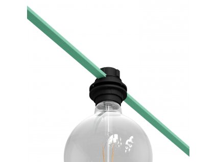 kit portalampada con doppia ghiera per paralume e27 e catenaria in termoplastica nero