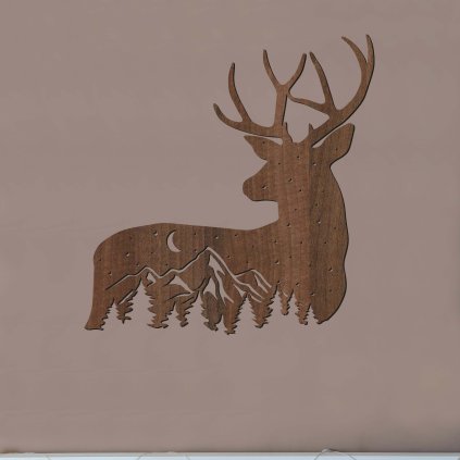 Dřevěný obraz - JELEN NOC