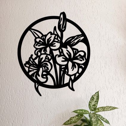 Dřevěný obraz - LILIE V KRUHU