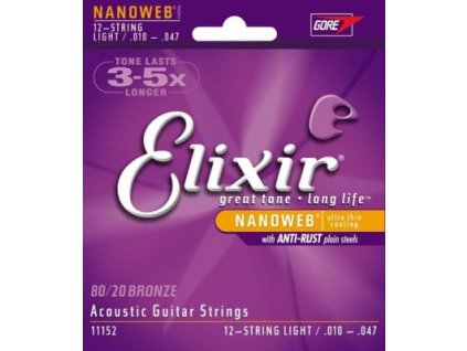 Elixir 11152 Nanoweb 12 10-47 Struny pre 12 str. akustickú gitaru