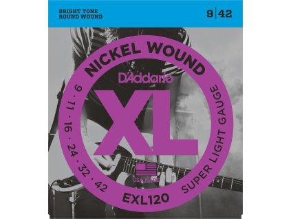 Struny pre elektrickú gitaru D´Addario EXL 120  Super Light .009 -.042.
