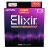 Elixir 16564 Nanoweb 11-52 3-Pack Struny pre akustickú gitaru