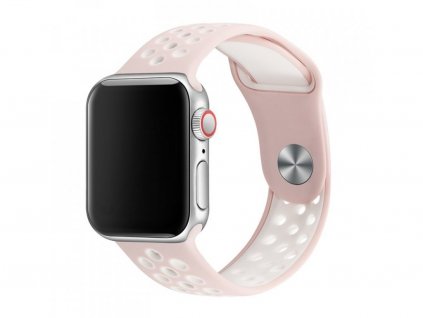 7415 344 1 sportovni silikonovy perforovany reminek pro apple watch 38mm 40mm ruzova bila 1