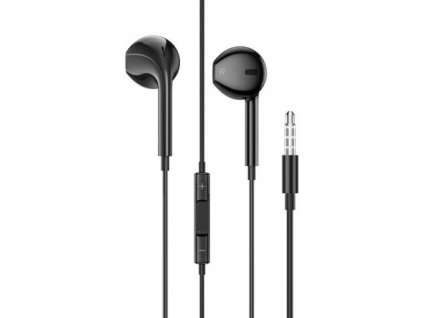 Černé kabelové sluchátka s 3,5 mm jackem