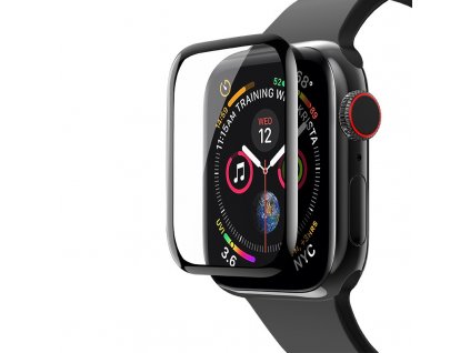 Tvrzené sklo pro Apple Watch 44 mm 3D okraj černé čiré