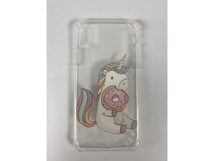 Etui silikonowe do iPhone'a X/XS - Jednorożec z wzorem pączka