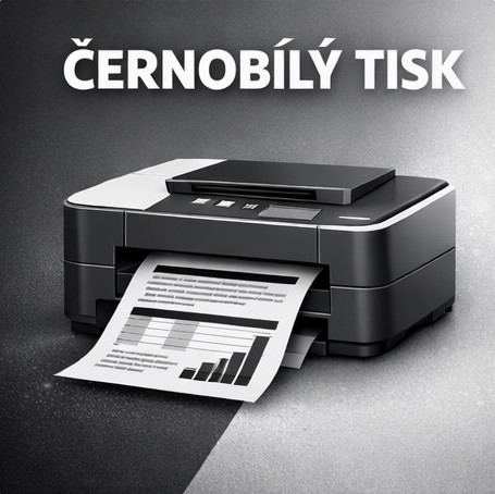 Tiskárna s černobíle vytištěným papírem