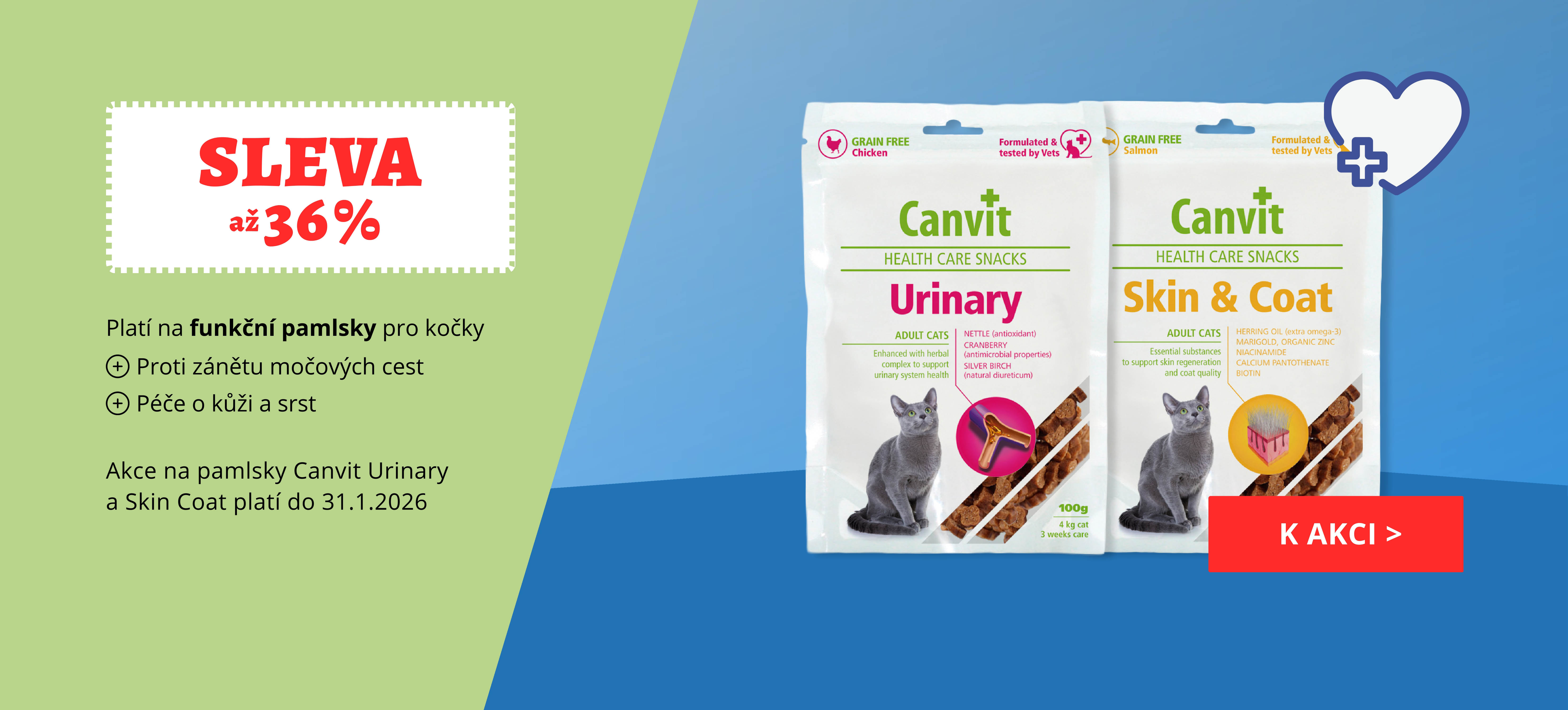 Canvit funkční pamlsky pro kočky v akci - sleva až 36 %