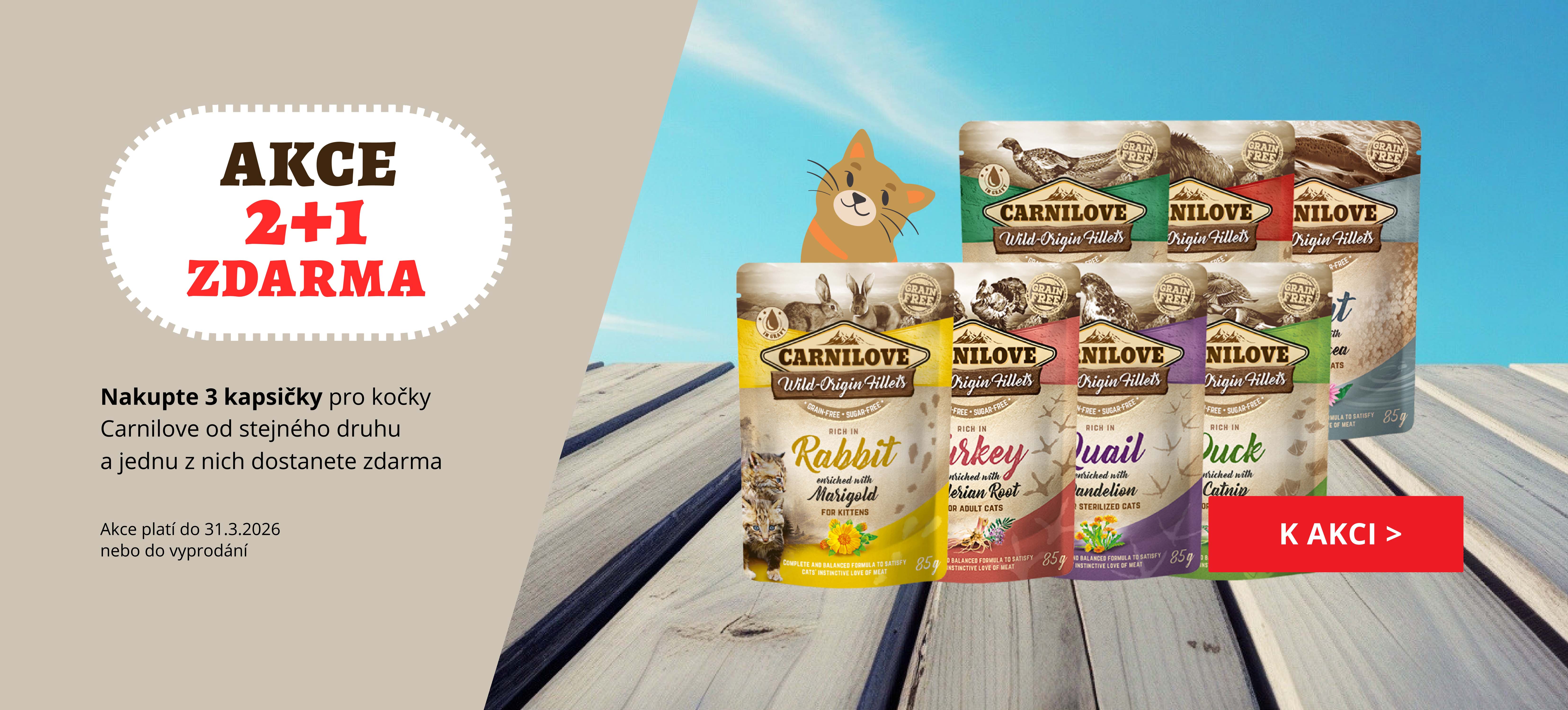 Carnilove kapsičky pro kočky v akci - 2+1 ZDARMA