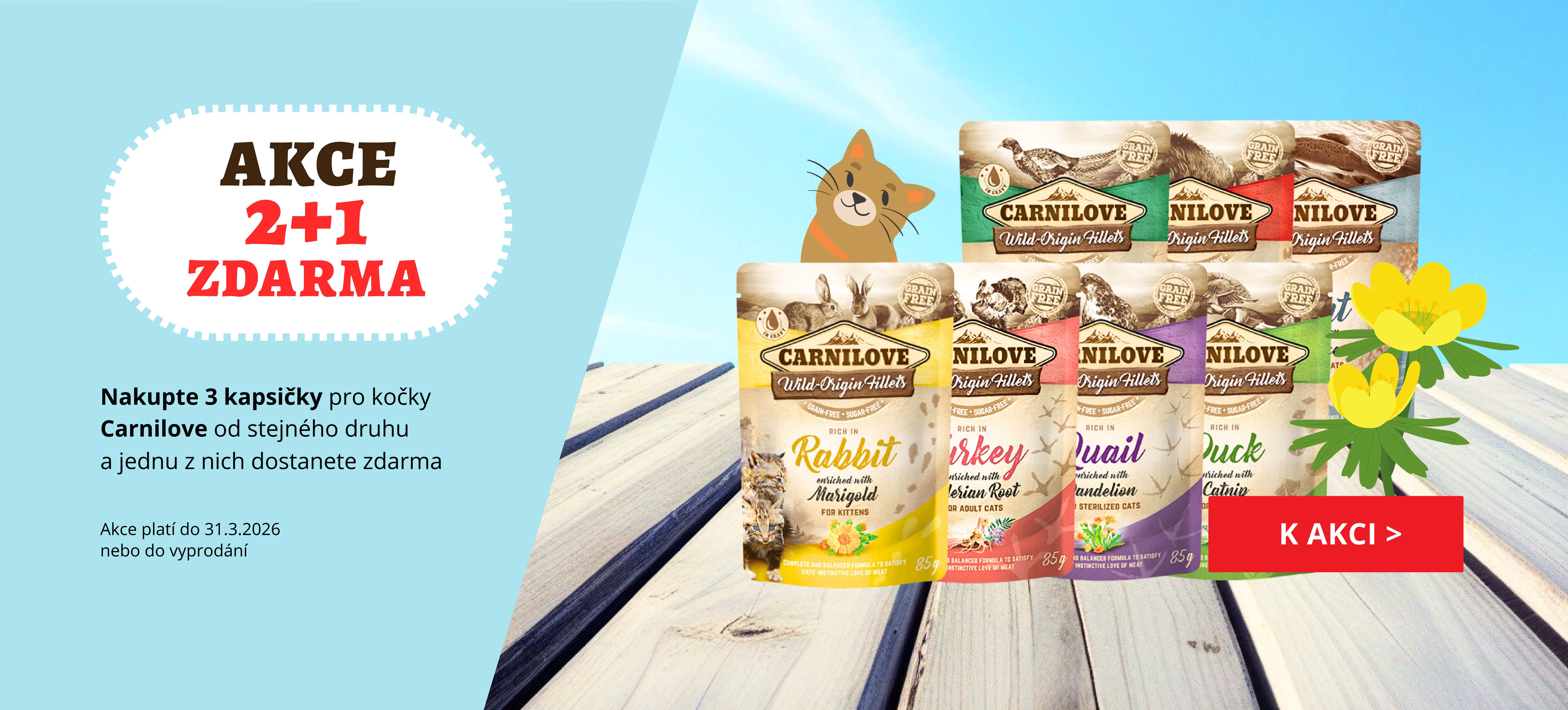 Carnilove kapsičky pro kočky v akci - 2+1 ZDARMA
