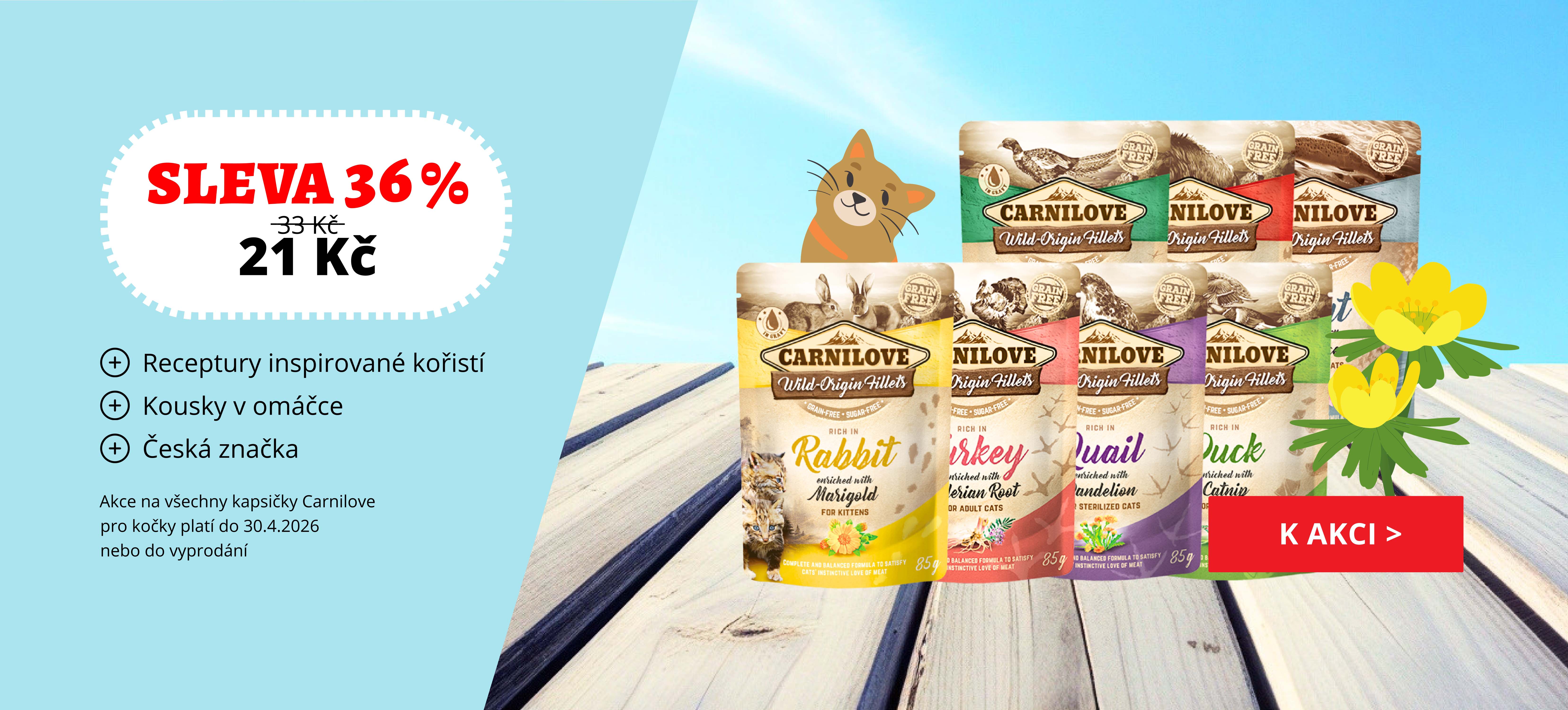 Carnilove kapsičky pro kočky v akci - sleva 36 %