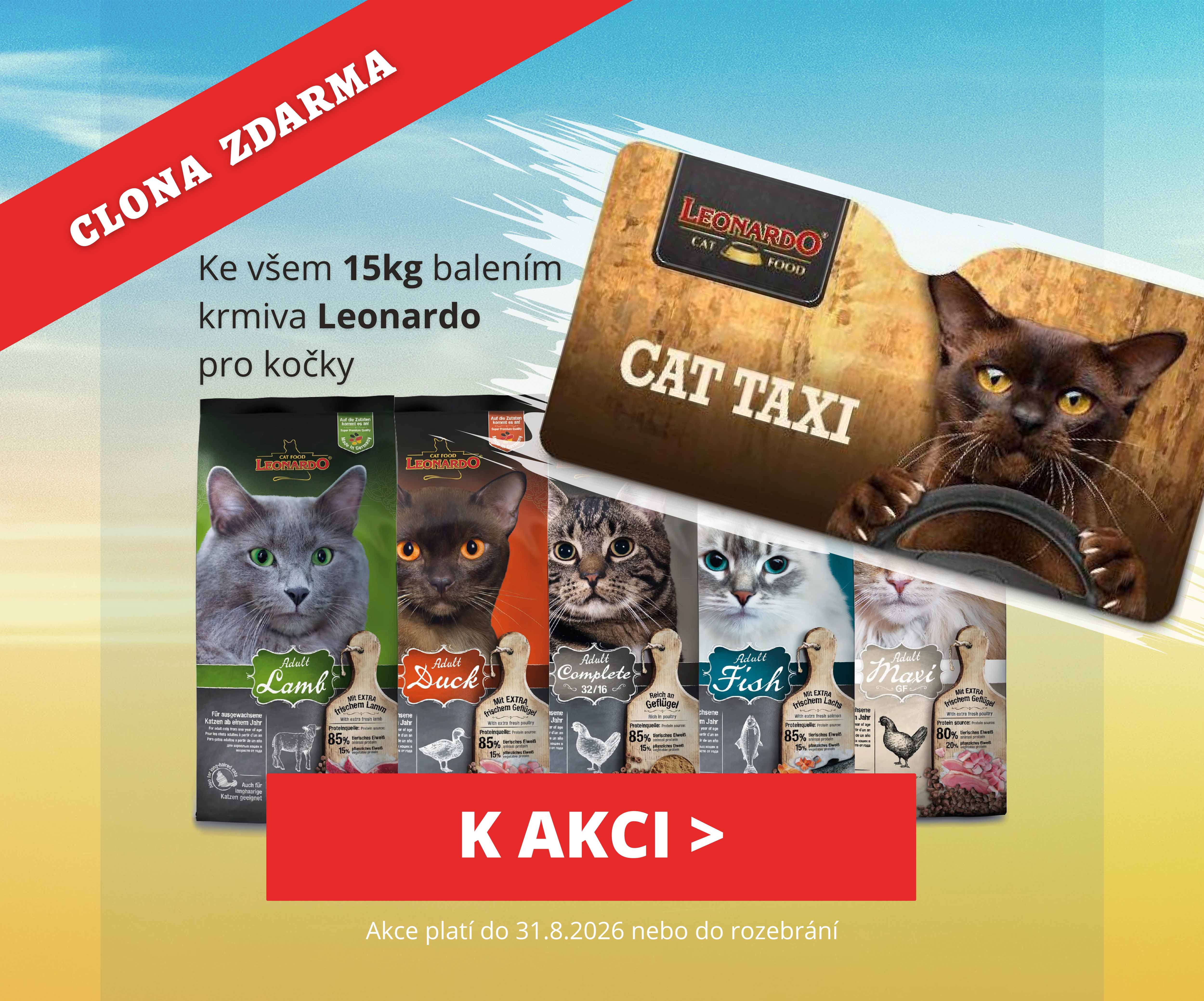 Sluneční clona do auta zdarma k 15kg balením granulí Leonardo pro kočky
