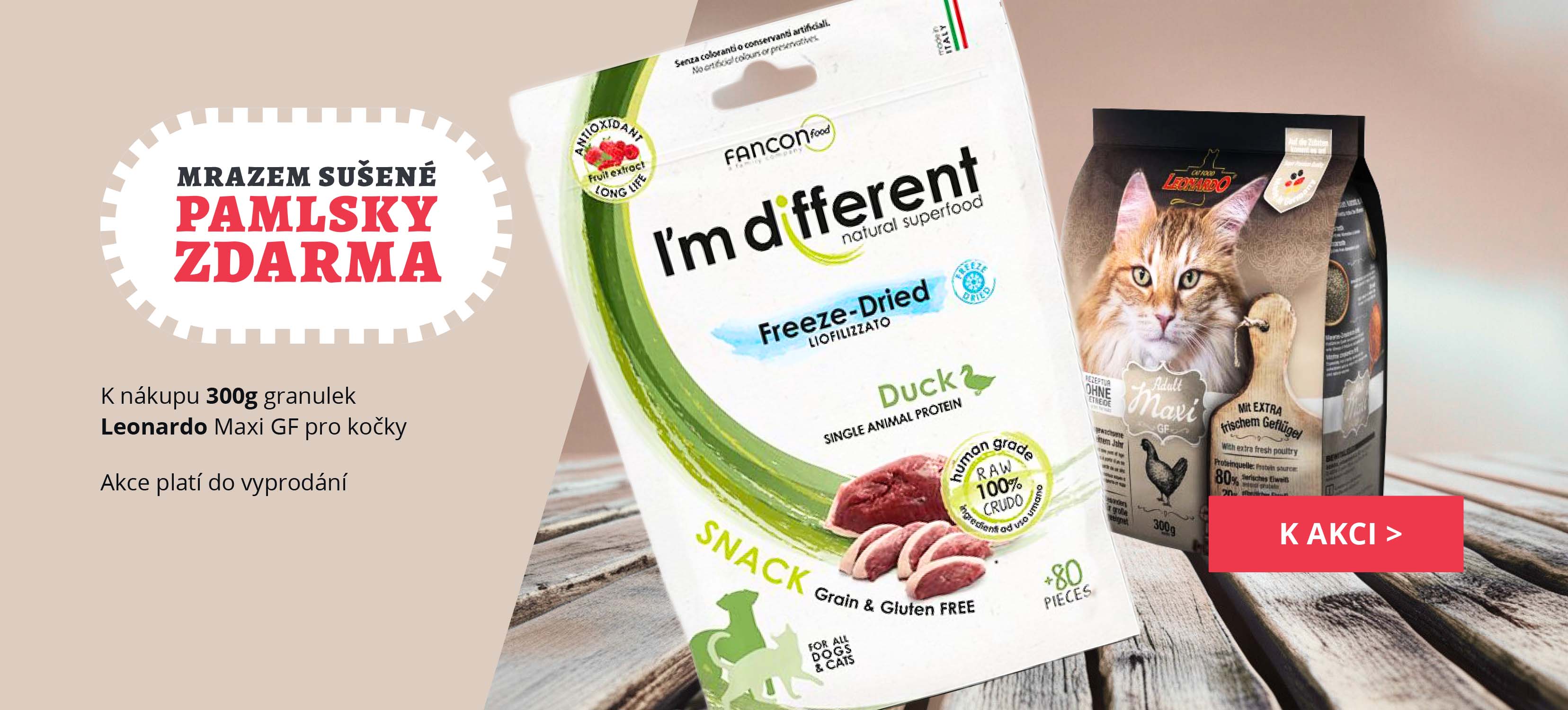 Akce Leonardo granule 300g/400g - jako dárek obdržíte mrazem sušené pamlsky zdarma