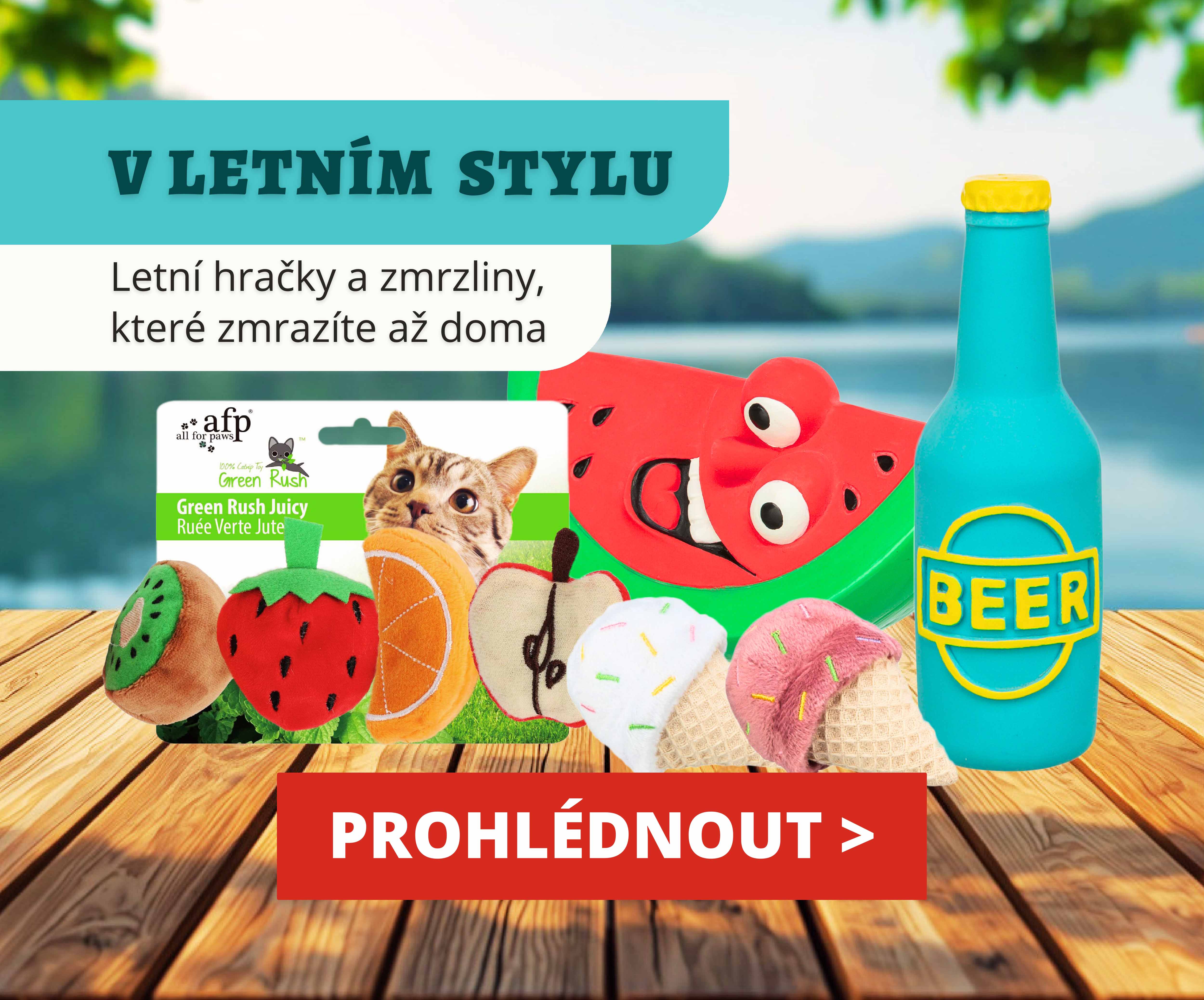 Letní nabídka pro kočky a psy - zmrzliny, letní hračky, chladicí podložky