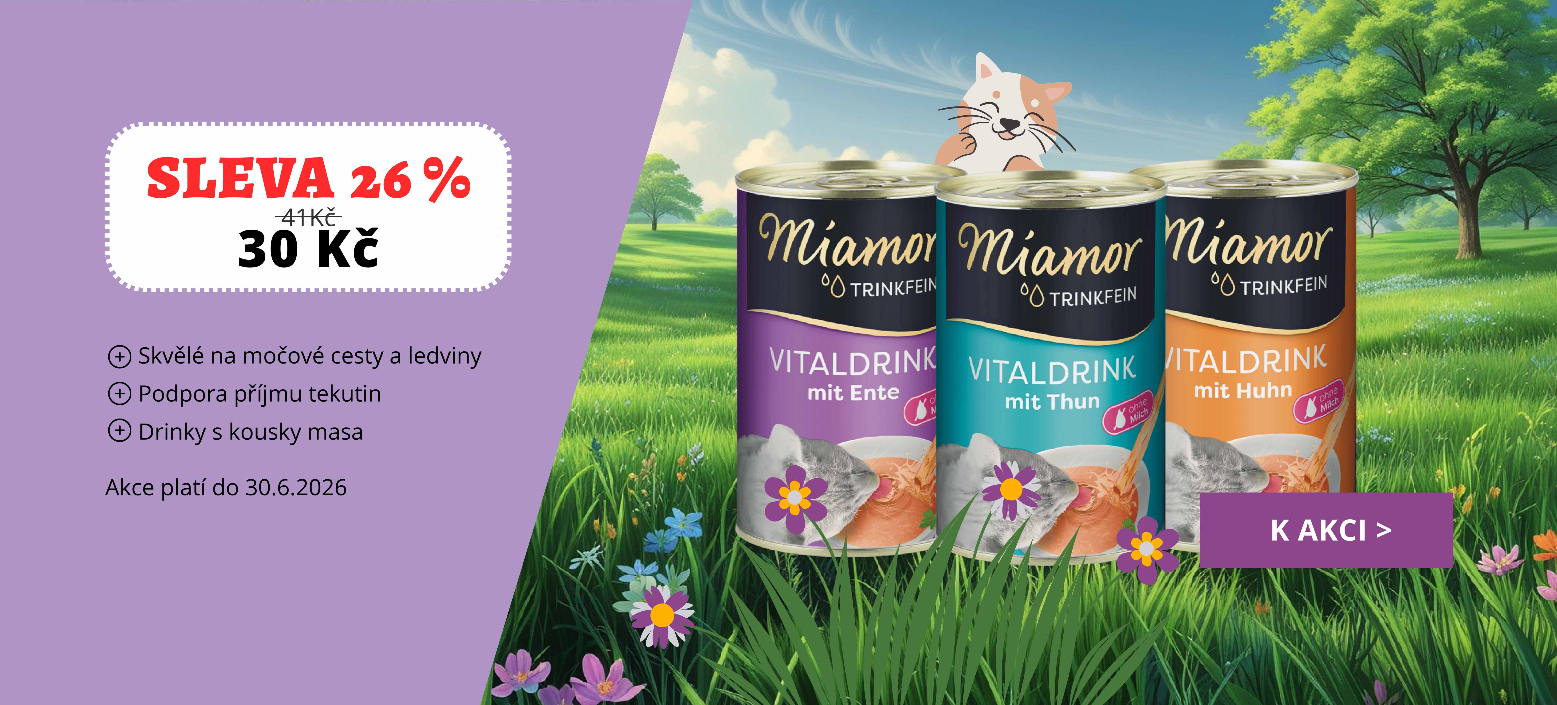 Miamor drinky pro kočky v akci - sleva 26 %