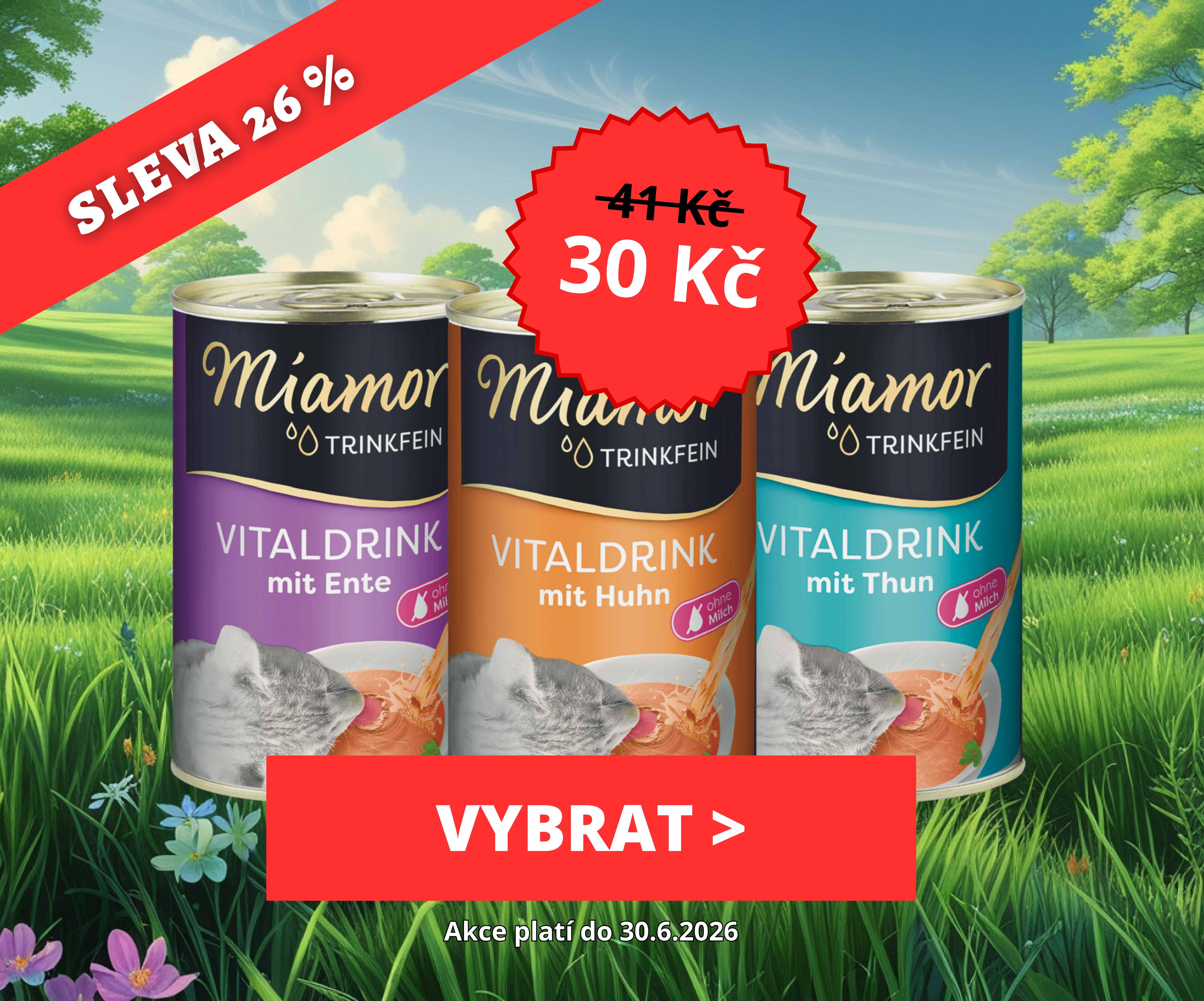 Miamor drinky pro kočky v akci - sleva 26 %
