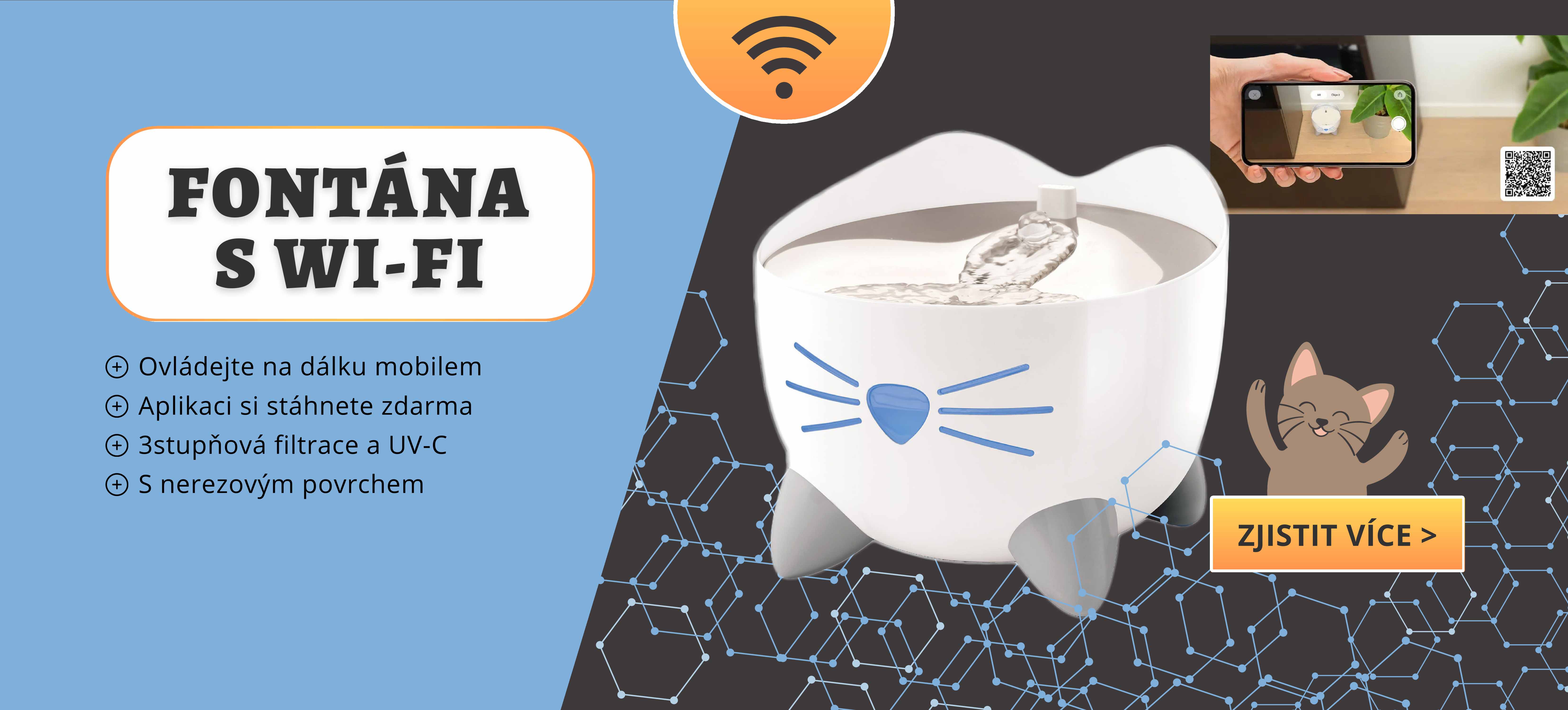 Fontánka pro kočky Pixi Smart s Wi-Fi přijímačem a nerezovým povrchem