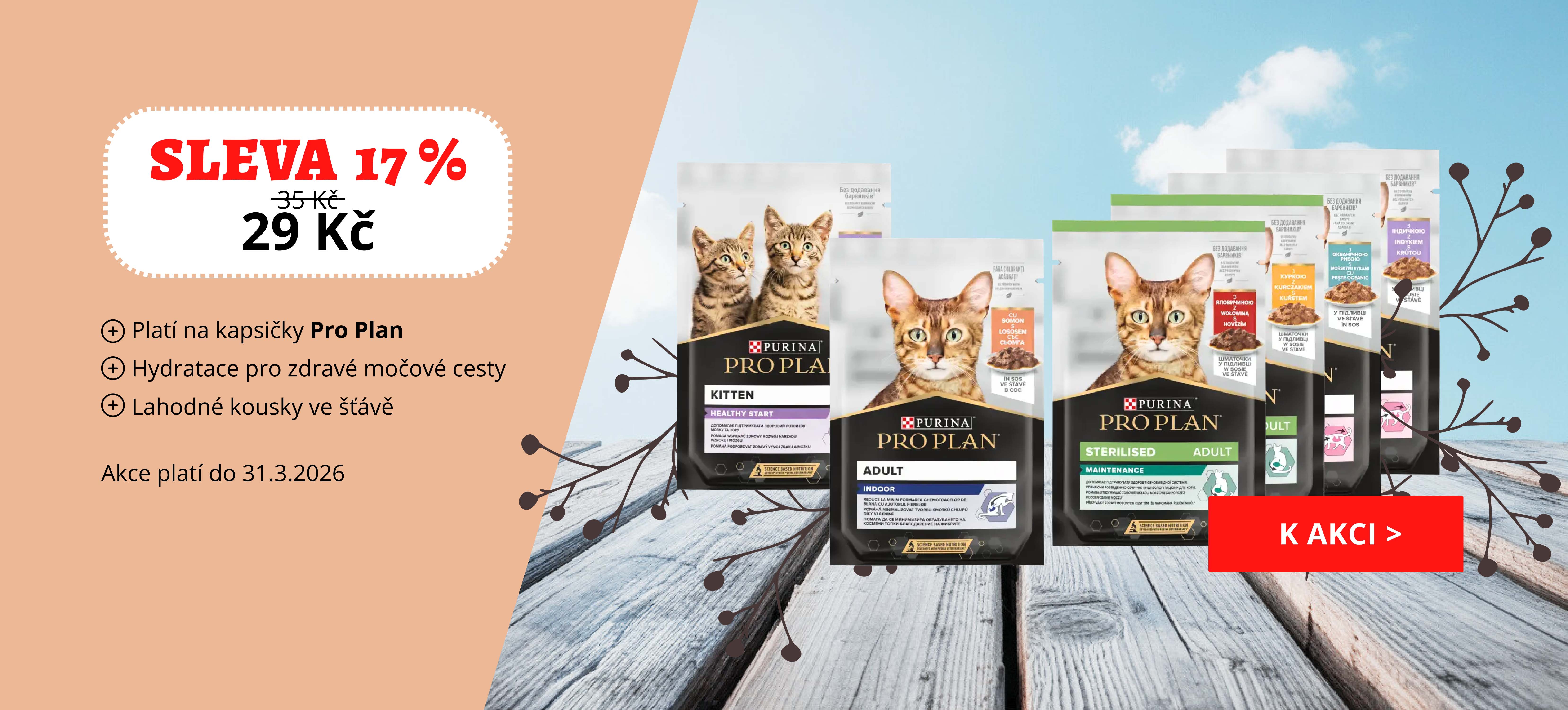 Kapsičky pro kočky Pro Plan kousky ve šťávě v akci - sleva 17 %