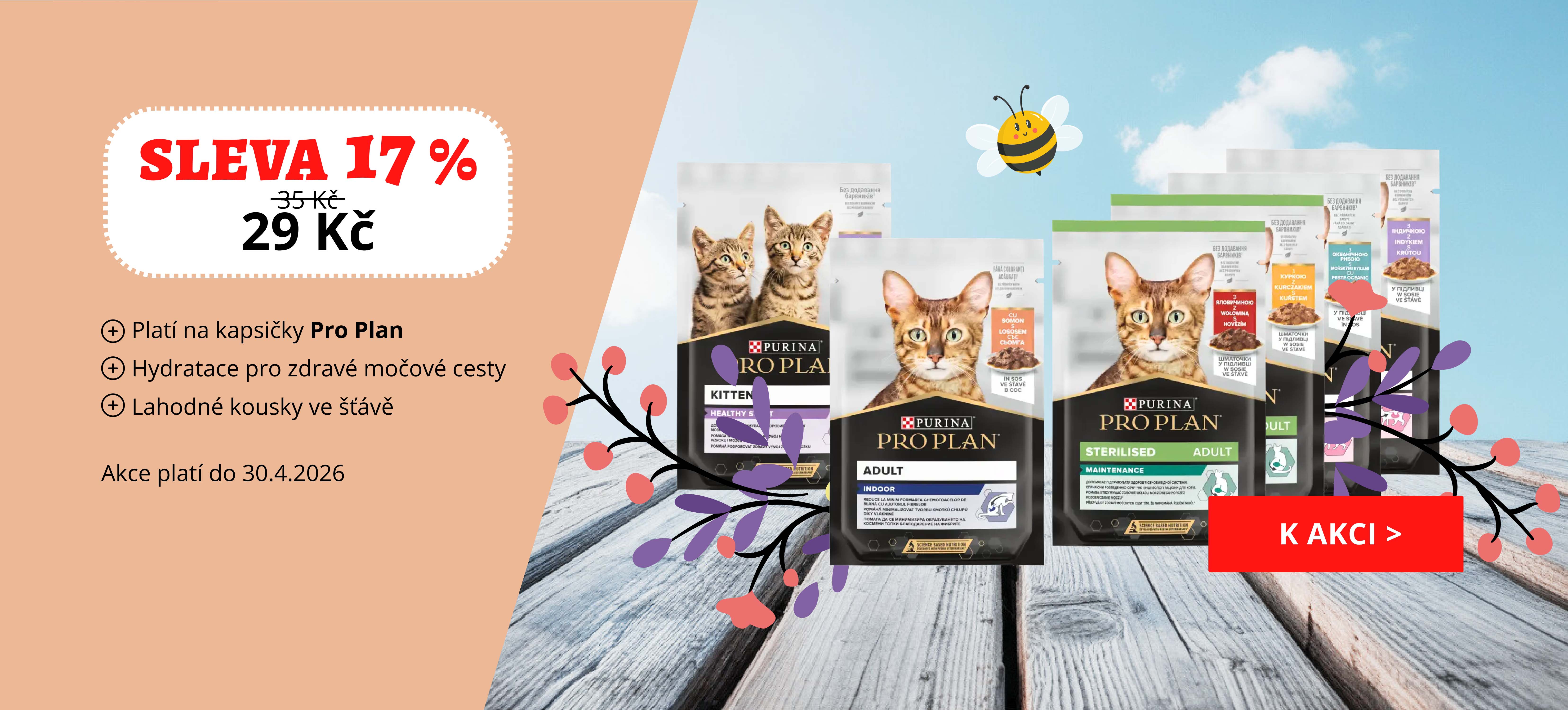 Kapsičky pro kočky Pro Plan kousky ve šťávě v akci - sleva 17 %