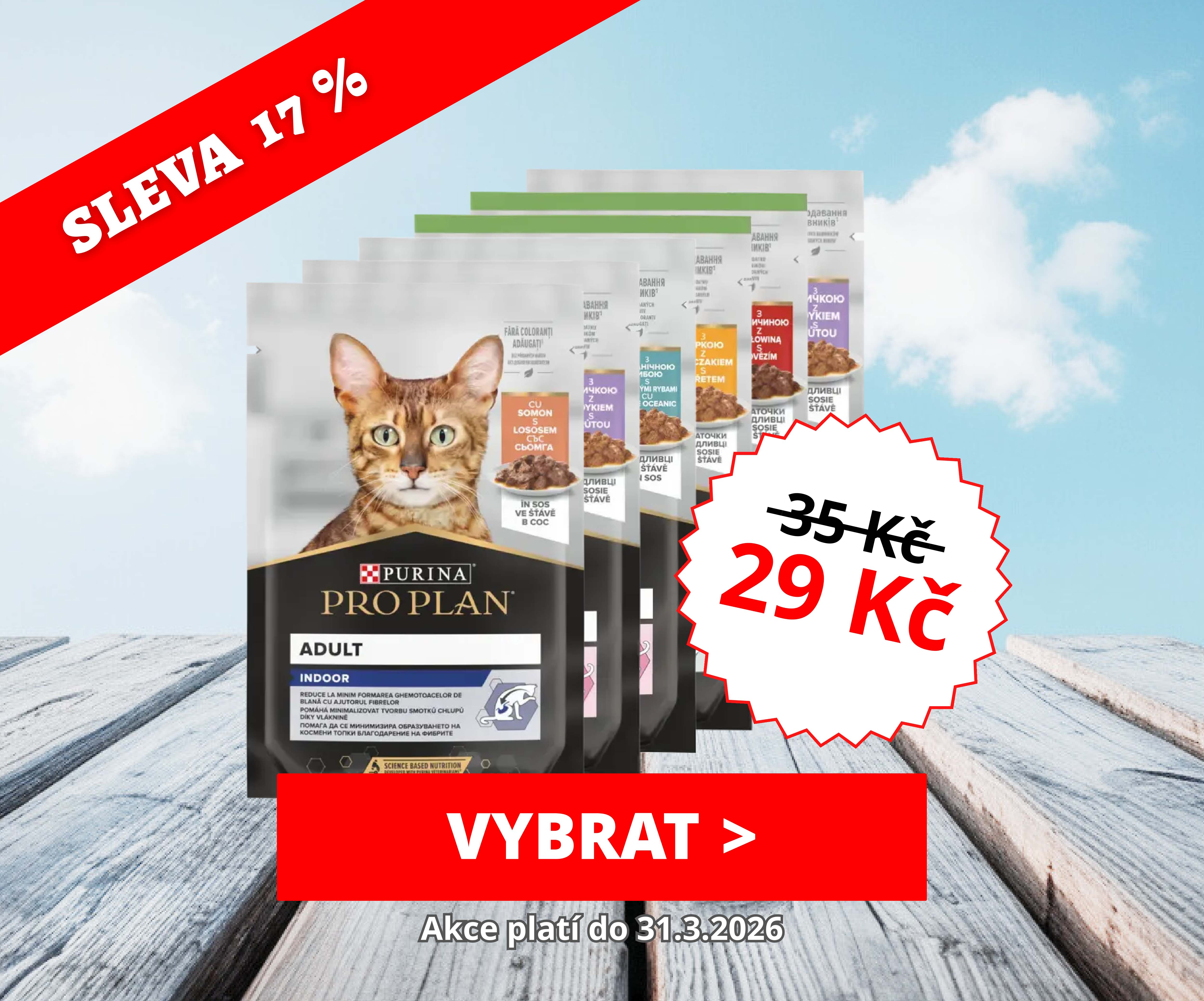 Kapsičky pro kočky Pro Plan kousky ve šťávě v akci - sleva 17 %