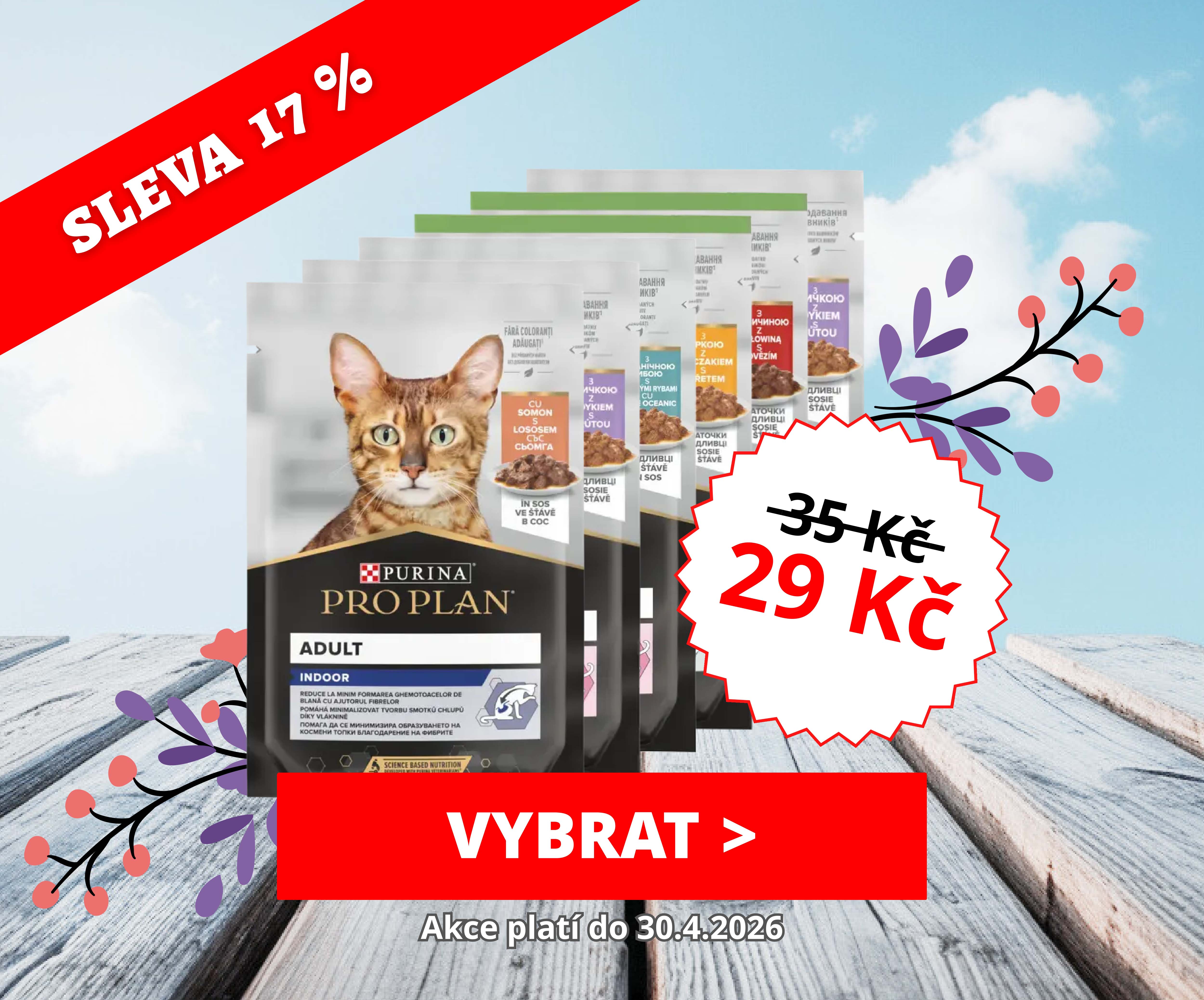 Kapsičky pro kočky Pro Plan kousky ve šťávě v akci - sleva 17 %