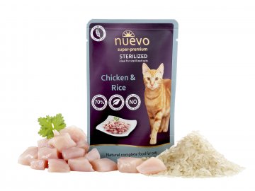 Nuevo Sterilized kuře s rýží - kapsička pro kastrované kočky 85 g
