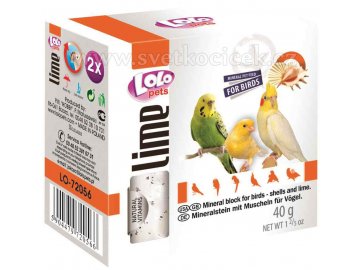 LOLOpets Lime minerální kámen pro ptáky s mušlemi - 2 ks, 40 g