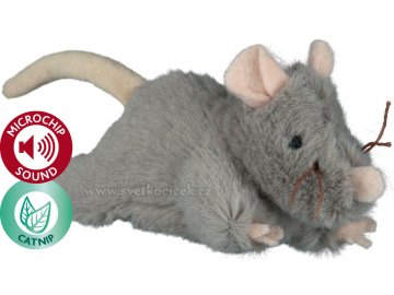 Robustní plyšová myš s catnipem a mikročipem
