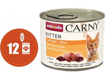 Carny kitten drubez hovezi 200g multipack