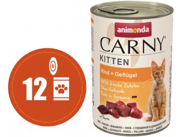 Carny Kitten hovězí drůbeží 400g multipack