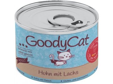 GoodyCat Adult kuře, losos a hovězí s hráškem - konzerva pro kočky 180 g