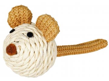 Sisalový myší míček s ocáskem - hračka pro kočky