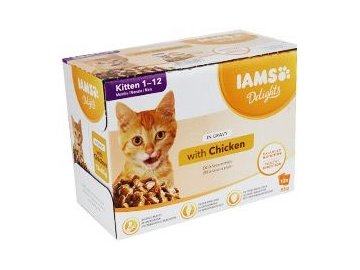 IAMS Delights Kitten kuře v omáčce MULTIPACK - kapsička pro koťata 12x85 g