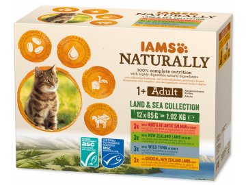 IAMS Naturally v omáčce Land Sea Collection - kapsička pro kočky 12x85 g