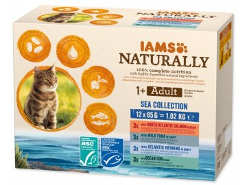 IAMS Naturally v omáčce Sea Collection - kapsička pro kočky 12x85 g