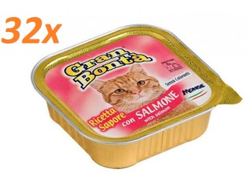 Gran Bonta paté s lososem MULTIPACK - vanička pro kočky 32x100 g