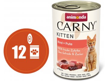 Carny Kitten hovězí krůta 400 multipack+