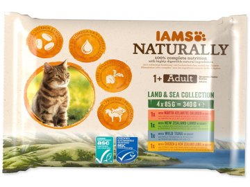 IAMS Naturally v omáčce Land Sea Collection - kapsička pro kočky 4x85 g
