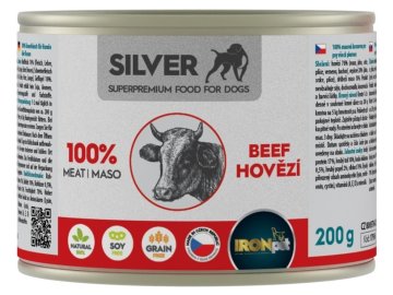 0031830 ironpet silver dog hovezi 100 masa konzerva 200 g