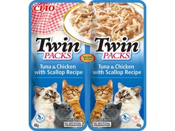 Ciao Twin Packs tuňák a kuře s hřebenatkou - kapsička pro kočky 2x40 g