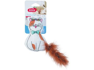 Látková kočka s hnědým ocáskem